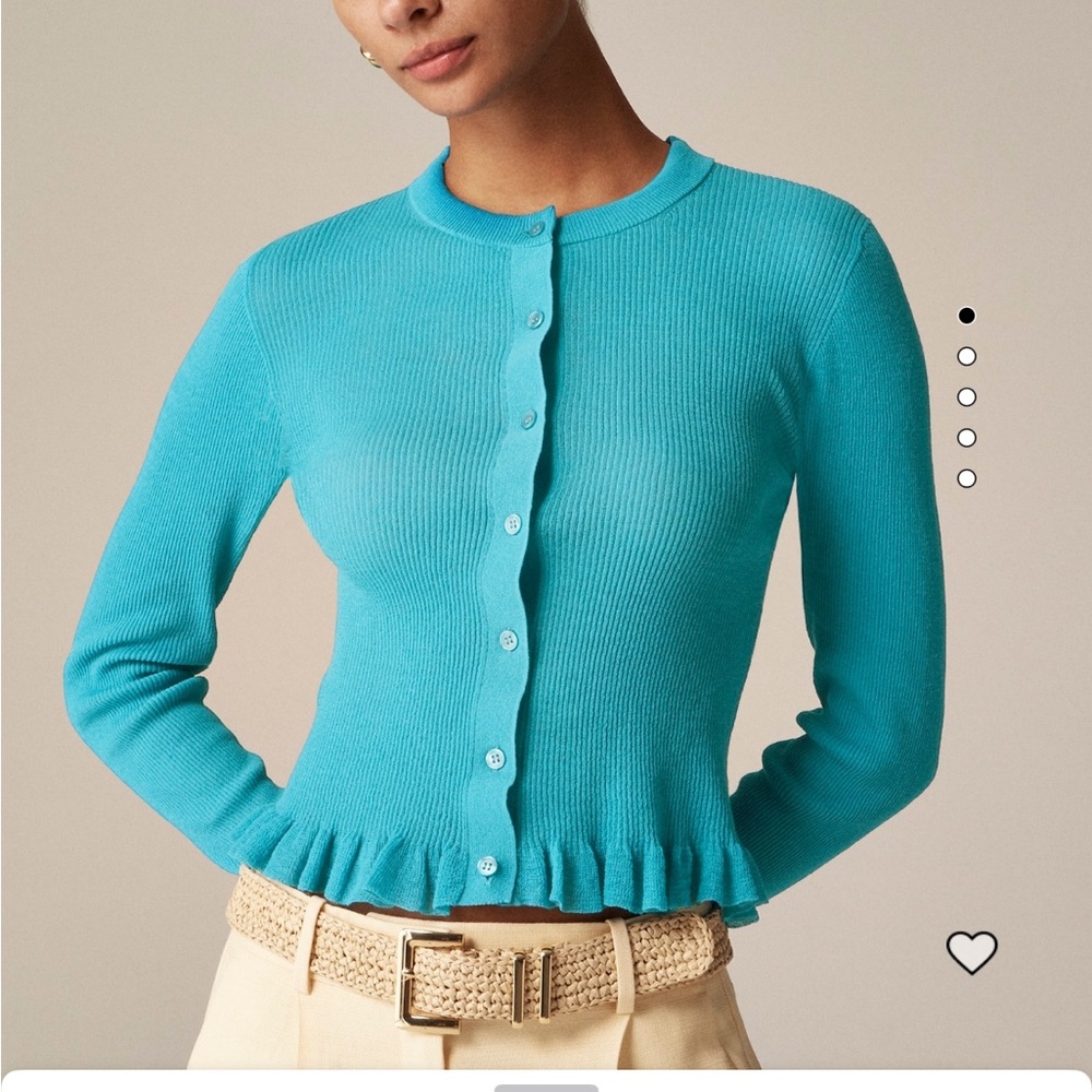 J Crew ruffle trim gauze cardigan